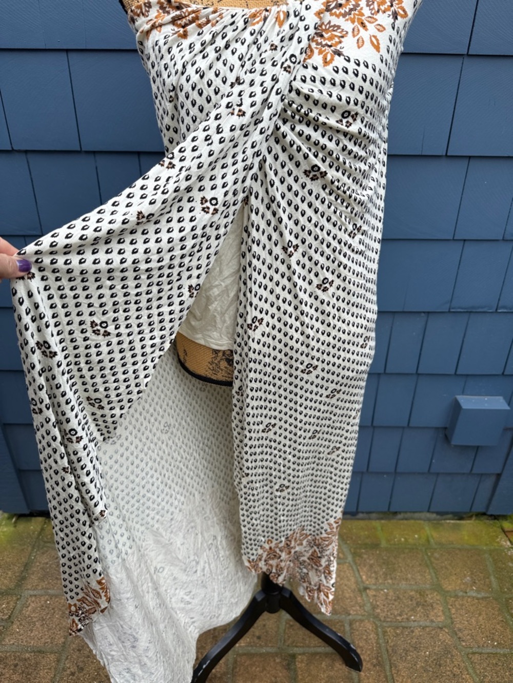 Free People Cream and Brown Maxi Skirt - Picture 3 of 10